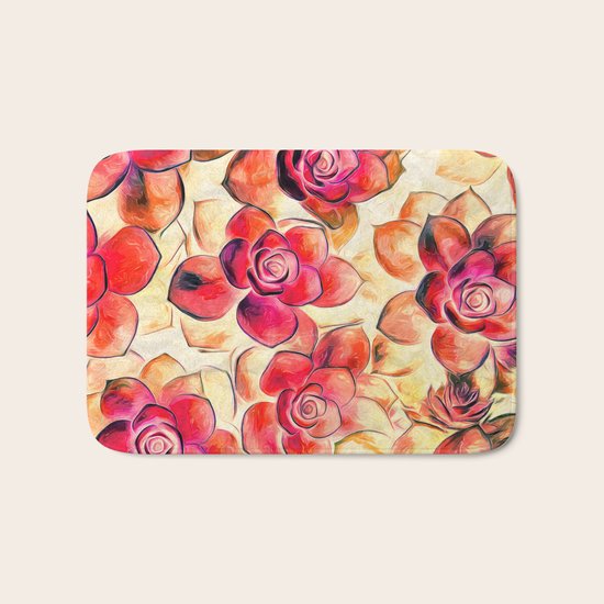 Red Flower Bath Mat