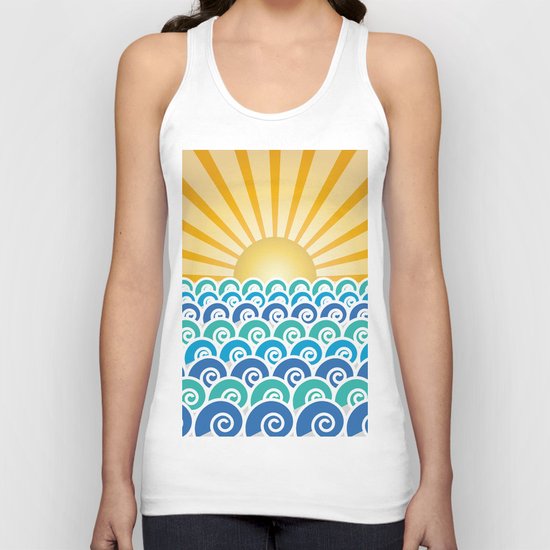 Along the Waves Blue Unisex Tank Top