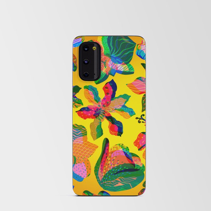 Trippy Tropical Flowers Yellow Android Card Case