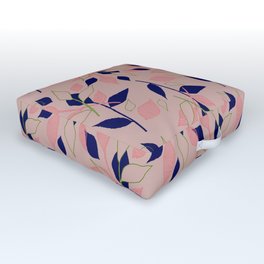 Pink and Navy Foliage Outdoor Floor Cushion