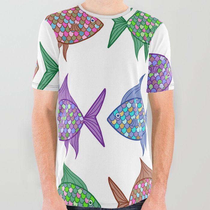 School of Fish Pattern 2 All Over Graphic Tee