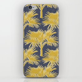 70’s Palm Trees Silhouette Gold on Navy iPhone Skin