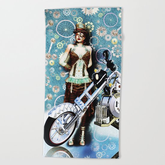 Steampunk Girl Beach Towel