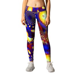 KaleidoBerries Psychedelic Fused Glass Fractal Leggings | Wild, Flares, Energy, Abstract, 3D, Radiating, Digital, Fractal, Graphicdesign, Glowing 