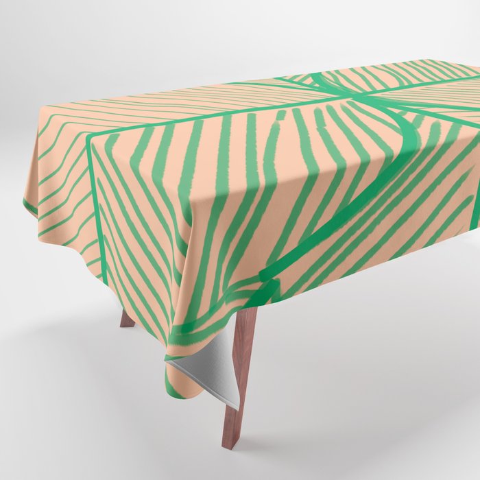 Minimal Tropical Leaf Tan Green Tablecloth