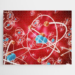 Abstract atom background, Chemistry model of molecule Jigsaw Puzzle