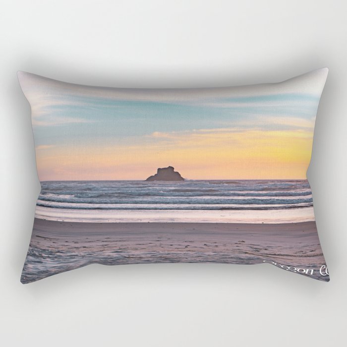 Sea Stack Beach Sunset #2 | Oregon Coast Travel Photography Rectangular Pillow