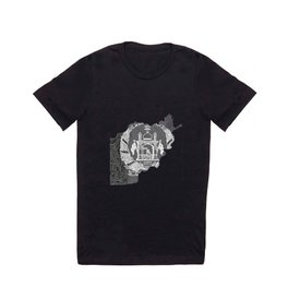 Afghanistan Black Scribble Art T Shirt