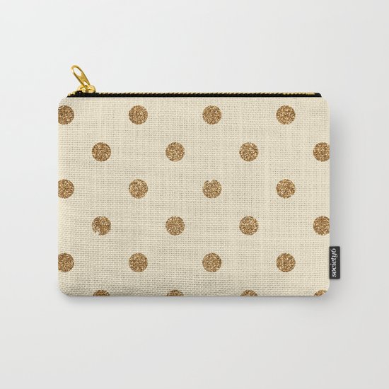 Cream Gold Glitter Dots Carry-All Pouch