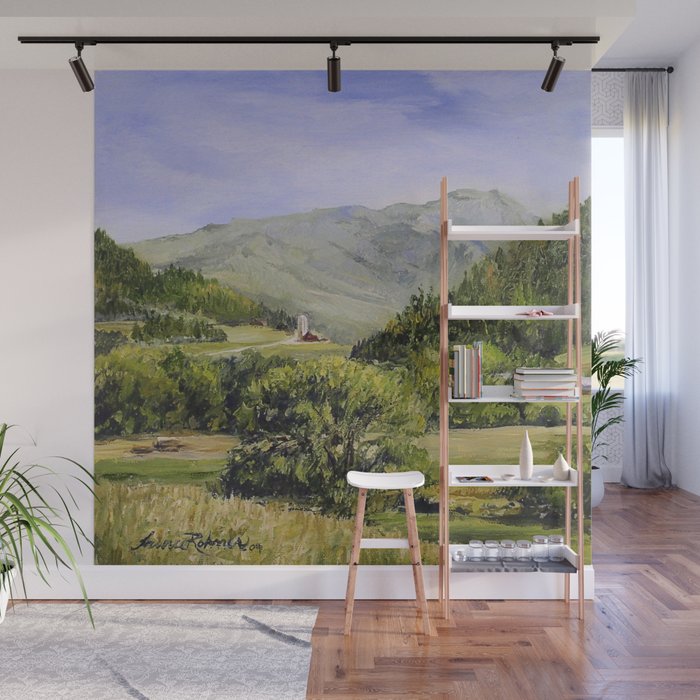 Pastures And Mount Mansfield Oil Landscape Vermont Painting Wall Mural By Betweentheweeds Society6