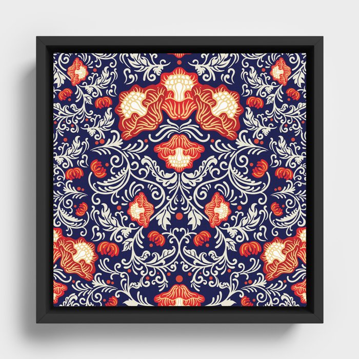 Traditional Chinese Oriental Pattern Framed Canvas