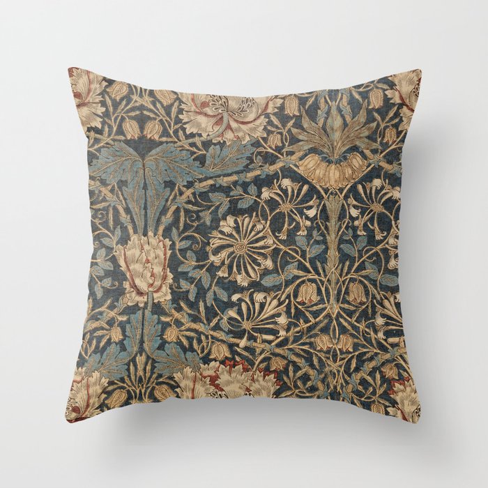William Morris Honeysuckle Floral Throw Pillow