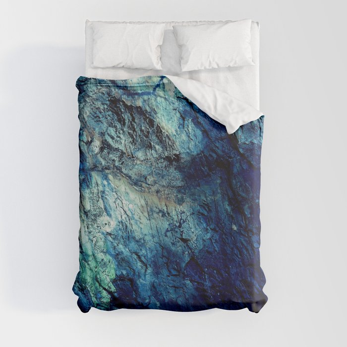 Mineral Texture Dark Teal Ocean Blue Duvet Cover