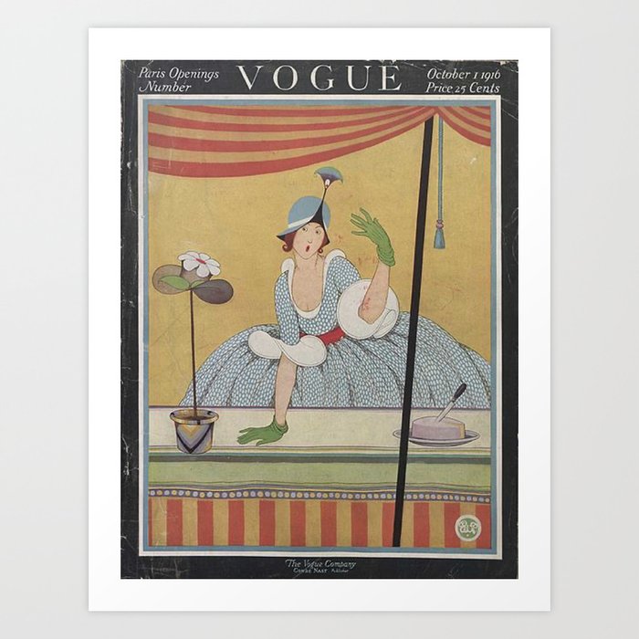 Vintage Fashion Magazine Cover Illustration October 1916 Art Print