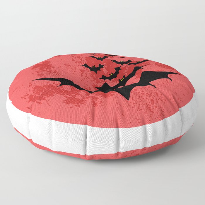 Vampire Bats Against The Red Moon Floor Pillow