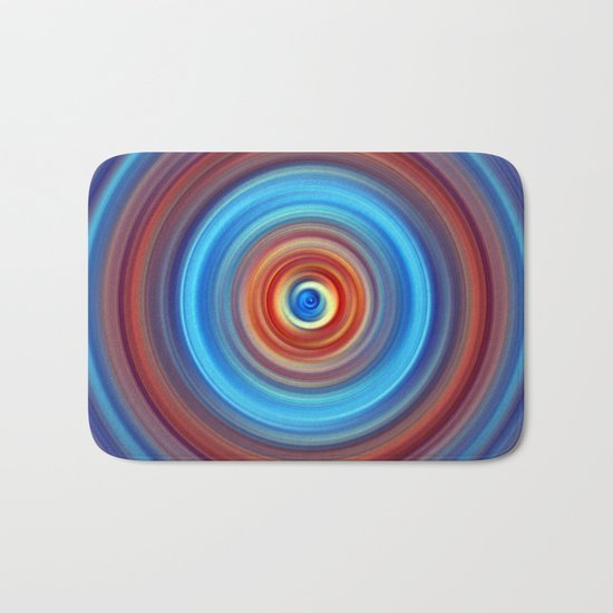 Vivid Blue and Orange Swirl Bath Mat