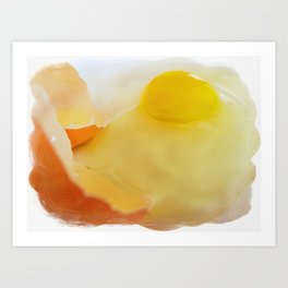 Almost Ready For Breakfast Art Print | Sunnyside, Sunnysideup, Almostready, Organic, Liquid, Eggshells, Brownegg, Yellowegg, Yellow, Digital Manipulation 