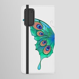 Butterfly with Green Peacock Feathers Android Wallet Case