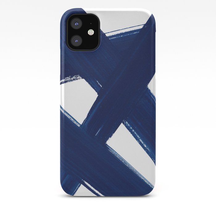Indigo Abstract Brush Strokes No 3 Iphone Case By Ccartstudio