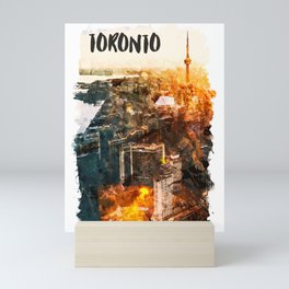Toronto Canada city watercolor Mini Art Print