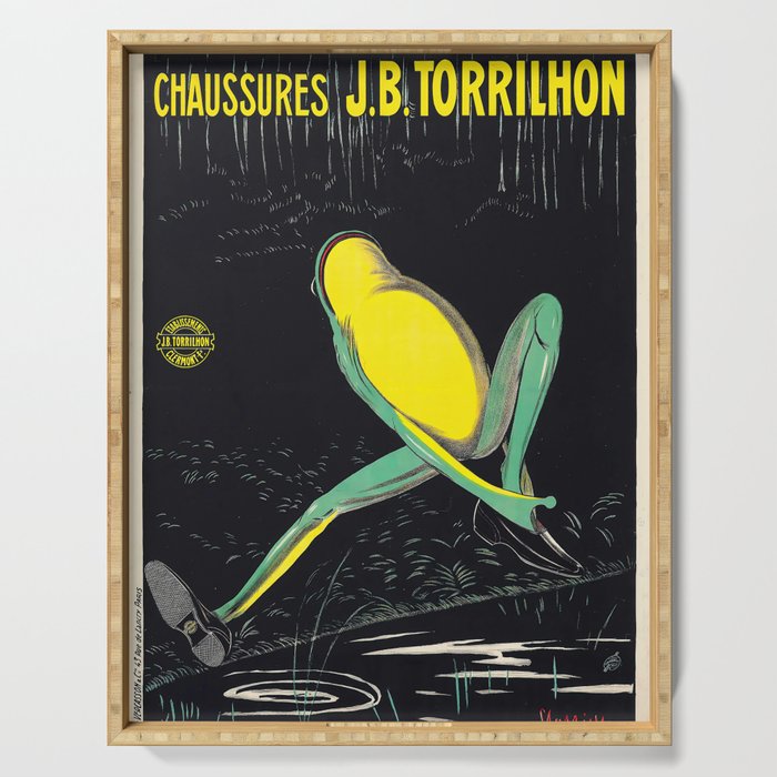 Chaussures J.B. Torrilhon Vintage Frog Advertisment Poster Fashion Décor Serving Tray