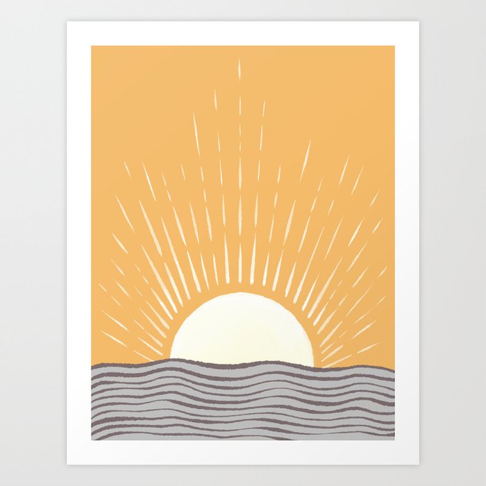 Abstraction minimal sunrise ocean 2021 - 1 Art Print