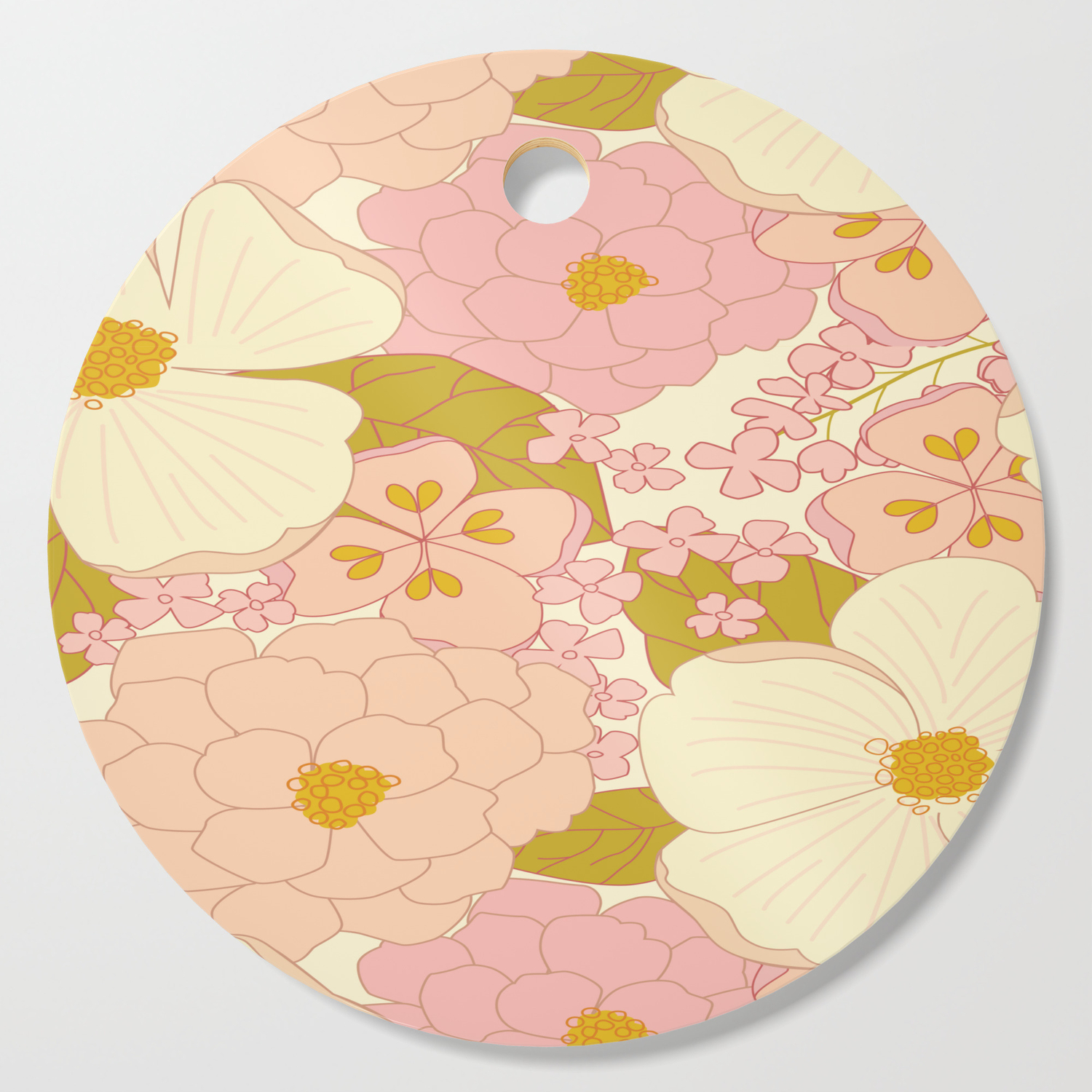 Pink Pastel Vintage Floral Pattern Cutting Board By Eyestigmatic Design Society6