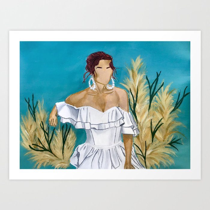 vintage woman and her pearls Art Print