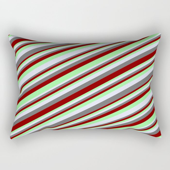 Maroon, Green, Lavender, and Dim Gray Colored Lined Pattern Rectangular Pillow
