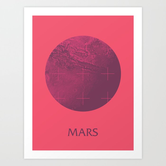 Mars Planet Space Program Retro 70s B Art Print By Vectordreams