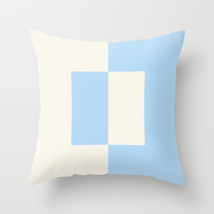 Baby Blue Off-White Minimal Square Design 2021 Color of the Year Wild Blue Yonder Swiss Coffee Throw Pillow