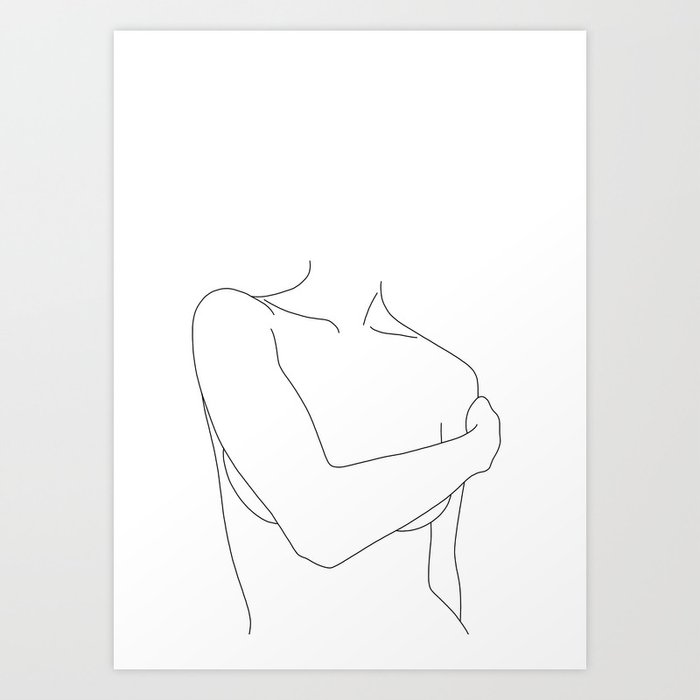 Nude figure line drawing - Judy Art Print