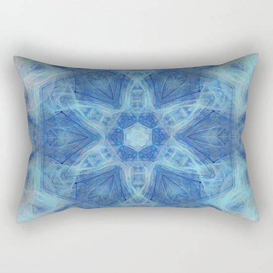 Wispy fairy kaleidoscope in blue Rectangular Pillow