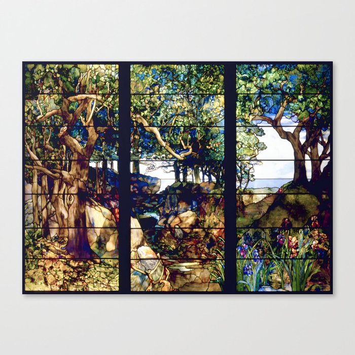 Louis Comfort Tiffany - A Wooded Landscape in Three Panels . 1905 Canvas Print