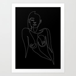 e 4 - one line nude - black Art Print