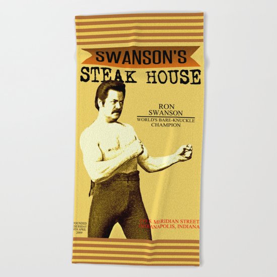 Ron Swanson | Steak House Parody | Parks and Recreation Beach Towel