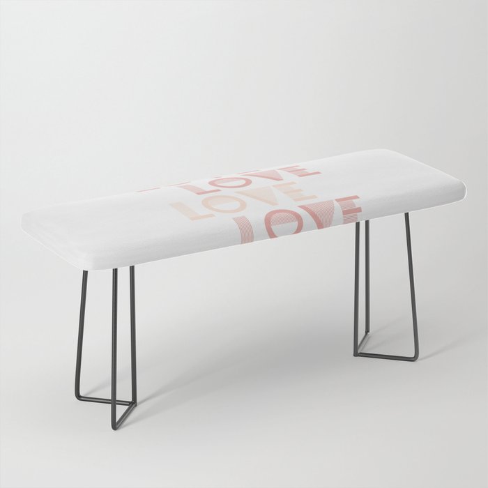 LOVE Pink Pastel & White colors modern abstract illustration  Bench