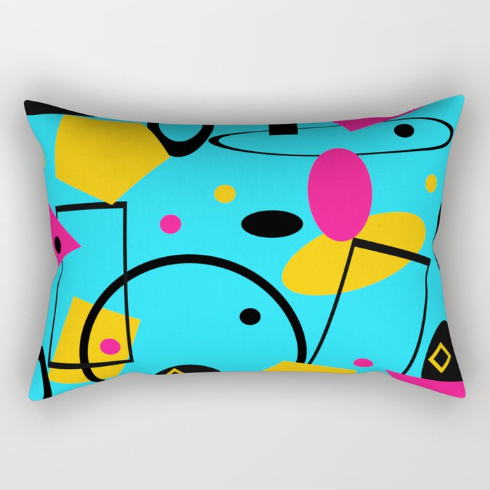 retro geometric  abstract design  blue Rectangular Pillow