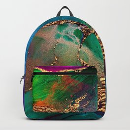 Glitter Gold Rainbow Abstract Paint Texture Backpack