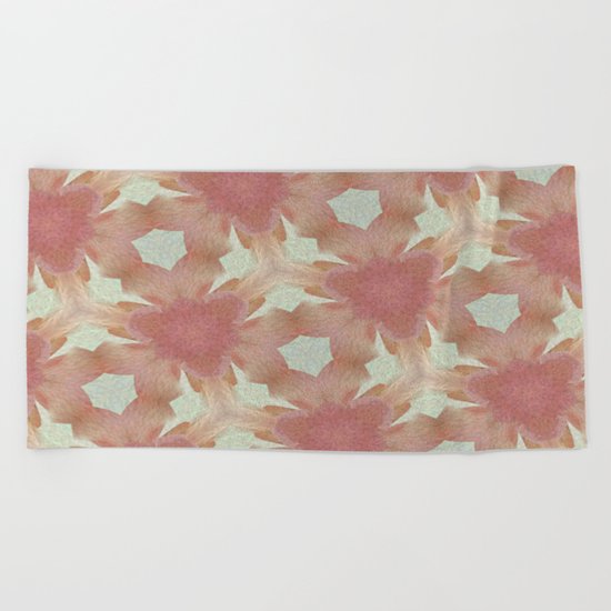 Geometric Floral Design - Pink Beach Towel