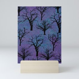 Galaxy with Trees Mini Art Print