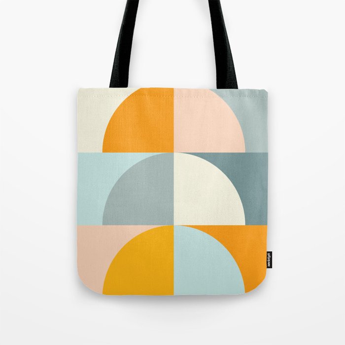 Summer Evening Geometric Shapes in Soft Blue and Orange Tote Bag