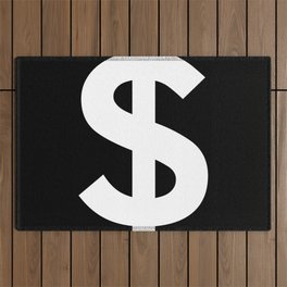 Dollar Sign (White & Black) Outdoor Rug