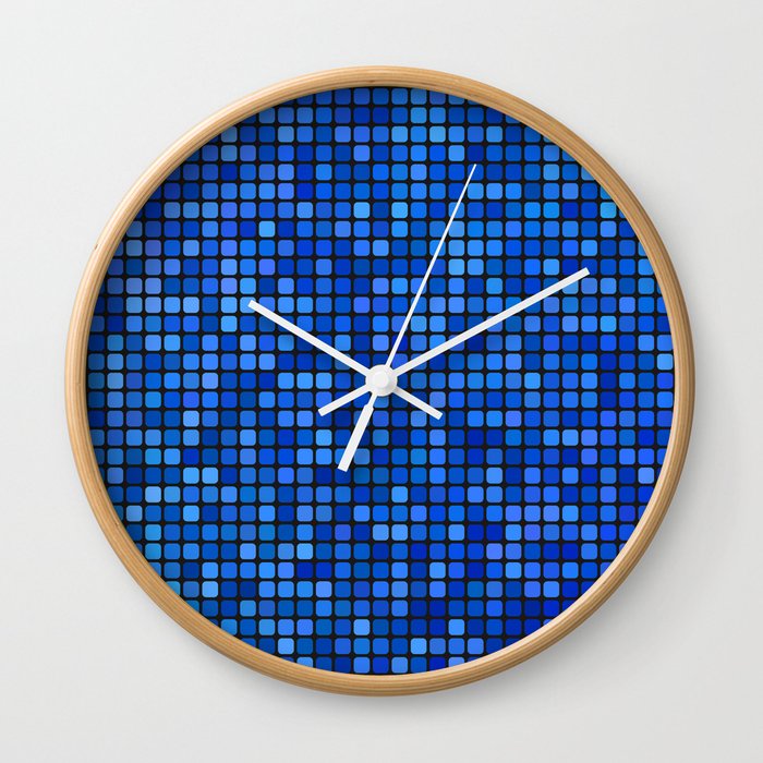 Blue Mosaic Wall Clock By Davidzydd Society6
