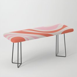 Mod Swirl Retro Abstract Pattern Pink and Orange Bench