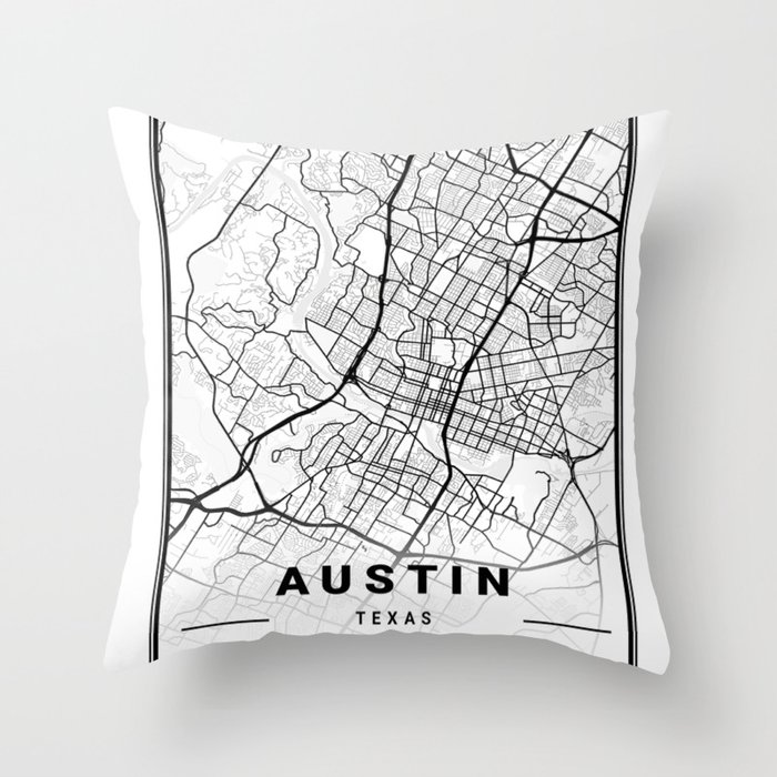 Austin tourist map Throw Pillow
