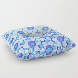 Abstract Happy Daisy Pattern Sky Blue Floor Pillow