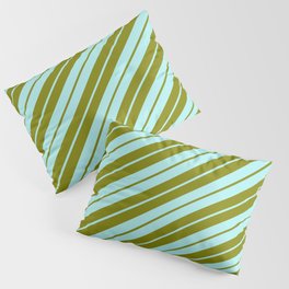 [ Thumbnail: Green & Turquoise Colored Stripes Pattern Pillow Sham ]