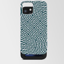 Teal Green and White Greek Key Liquify iPhone Card Case