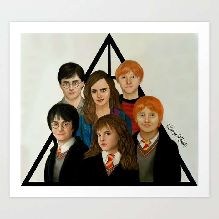 The Golden Trio Art Print By Artbynikita Society6 Ron weasley, harry potter and hermonie granger. the golden trio art print by artbynikita